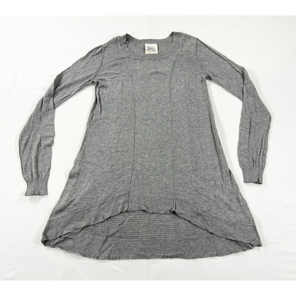 Anthropologie Between Me & You Gray Mesh Back Sweater Women's Medium Boho